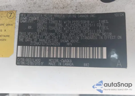 2005 Lexus Rx 330 from USA, damaged, VIN 2T2HA31U75C046209